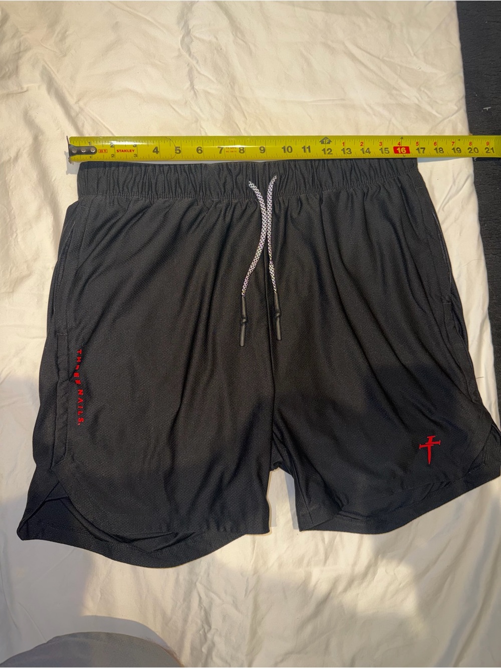 Men's Black Athletic Pro tech Lined Shorts with Red Accent